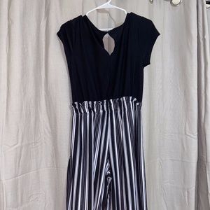 Medium black and white striped jumpsuit